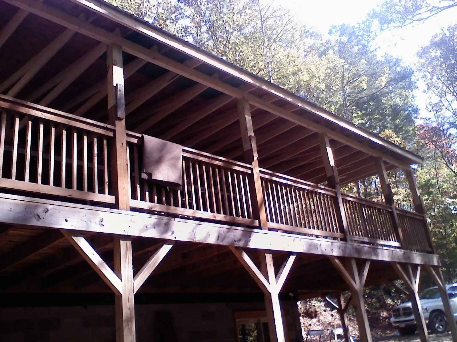 Timber framing under a new elevated porch and deck — Roof Leak Repair in Rocklin by Roofing Brothers